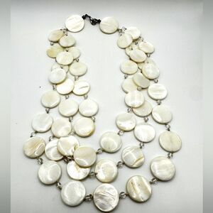 Three strand shell disk and glass bead statement necklace!